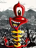 Kenny Scharf, Thou Shalt Have No Other Gods Before Me from the Ten Commandments Suite, 1987, 8 color, lithograph on Dieu Donne paper, printed at Derriere L'Etoile Studios