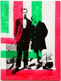 Paul Warhola, Andy and Me, portrait of the artist and his brother Andy Warhol, undated, c.1990s, screenprint and acrylic on canvas