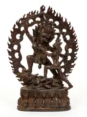 Untitled by Tibetan, bronze fierce deity and human, offered Sep 2021