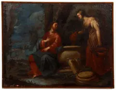 Untitled by Woman at the Well, oil ptg, offered Sep 2021