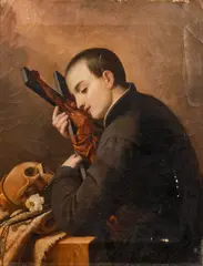 Untitled by Saint Aloysius Gonzaga, oil, offered Sep 2021
