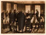 Samuel Chamberlain, General Washington Saying Farewell to His Officers in Fraunces Tavern, 1932, etching on paper