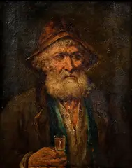 Emil Fuchs, Man with Tumbler, oil on canvas