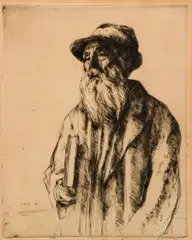 William Auerbach-Levy, Untitled, etching old jewish man