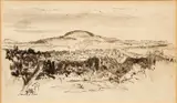 Harry Herman Wickey, Landscape Panorama with Village, 1923, ink and wash on paper