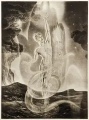 Andrey Avinoff, On The Threshold of Death, 1944, (from the portfolio The Fall of Atlantis), lithograph (variant early