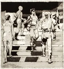 Students on the Steps, c.1980s by Isabel Bishop, etching and aquatint on Rives paper, offered Sep 2021