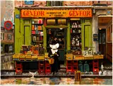 Bruce Bomberger, Nun at the Market, undated, color, lithograph on paper