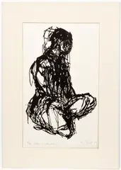 Posture of Contemplation by Arthur Danto, 1959, woodcut on paper, offered Sep 2021