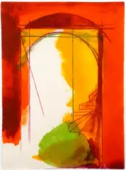 Untitled (Orange and Yellow), original by Ronaldo de Juan, lithograph printed in colors, pencil, offered Sep 2021