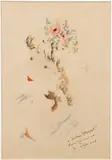 Portrait of a Woman with Flowers in Her Hair, 1940's /1950's by André Dignimont, watercolor on tan paper, offered Sep 2021