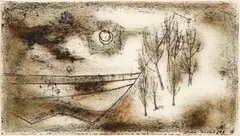 Zora Duvall, Abstract with Moon, 1983, etching on paper