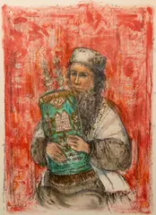 Edna Hibel, The Rabbi, color, lithograph