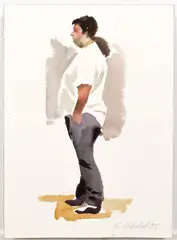Serge Hollerbach, Untitled (Full Body Male Portrait), 1995, watercolor on paper, ink