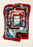 Bob La Bobgah, Man Behind Bars, serigraph printed in colors