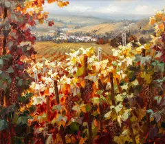 C. Lewis, Tuscan Villa with Vineyard, oil on canvas
