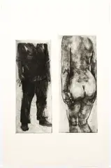 Michael Mazur, Confrontation, 1968, etching on heavy paper, pencil