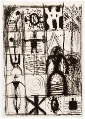 Santi Moix, Figural Abstraction, hybrid print with, etching and aquatint