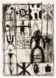 Santi Moix, Figural Abstraction, hybrid print with, etching and aquatint