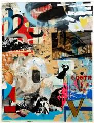 Farewell Joe's Discount Shoe Repair by Raphael, 2016, silkscreen, collage, and printed paper, and painted, offered Sep 2021
