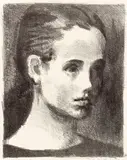 Raphael Soyer, Head of a Girl, c.1950s, lithograph on paper