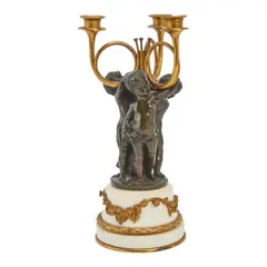Untitled by Rococo Style Gilt, bronze, marble three light candelabrum, offered Feb 2026