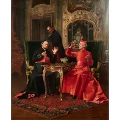 Francesco Brunery, A Doubtful Bottle, oil on panel, [approximate dimensions - panel: 24 1/4" H x 19 1/2" W]