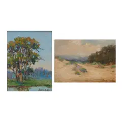Bertha Stringer Lee, two, oils on board, (i) Eucalyptus