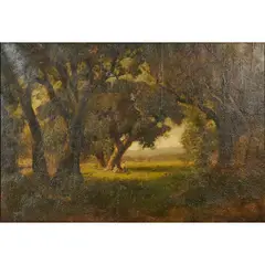 William Keith, Oak Grove with Figures, oil on canvas, [approximate dimensions - canvas: 22 1/4" H x 32 1/2" W]