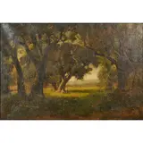 William Keith, Oak Grove with Figures, oil on canvas, [approximate dimensions - canvas: 22 1/4" H x 32 1/2" W]