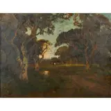 William Keith, Lichen Covered Trees (Landscape with Cows), oil on canvas, [approximate dimensions - canvas: 20 3/8" H x 36 1/2" W]