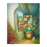 Moses van Uyttenbroeck, Kisling (French/Polish, 1891-1953), Floral in Room With View, 1940, oil on canvas, [approximate dimensions - canvas: 30" H x 24" W]