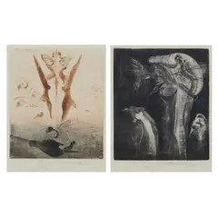 two by Jiří Anderle, drypoint etchings, [approximate dimensions - each, offered Feb 2026