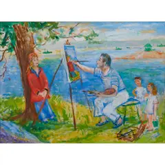 Robert Philipp, Painting at Gloucester, gouache on paper, [approximate dimensions -