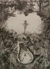 - ''L'Epouvantail''- by Philippe Mohlitz, etching, 1977, offered Mar 2019