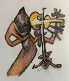 Roberto Matta, - Musician-, lithograph in color