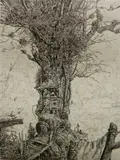 Philippe Mohlitz, - ''L'Anachorete''-, engraving on chine applique, 1984
