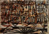 - ''Palazzo, Florence''- by Rudy O. Pozzatti, etching, engraving, aquatint, soft ground and lift ground in colors, 1954, offered Mar 2019