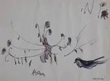 - ''Small Birds with Flowers''- by Joseph B. O'Sickey, pen and ink with watercolor on paper, offered Mar 2019