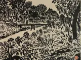 Kihei Sasajima, - Grass Bank in Later Summer-, woodcut, 1947
