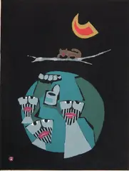 Umetarō Azechi, - ''Something in Motion''-, woodcut in color, 1968
