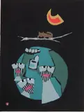 Umetarō Azechi, - ''Something in Motion''-, woodcut in color, 1968