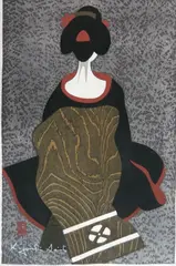 - ''Maiko III''- woodblock in color, signed in white by Kiyoshi Saitō, ink in the, offered Feb 2019