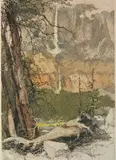 Luigi Kasimir, - ''Yosemite Falls''-, etching in color