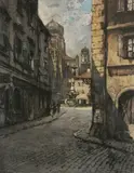Luigi Kasimir, - ''Passau''-, etching and aquatint in color, 1919
