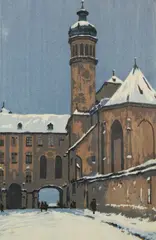 Engelbert Lap, - ''Innsbruck, Tyrol''-, woodcut in color, c. 1930