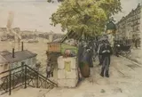 Tavik F Simon, - ''Embankment in Paris at Orsay'' (Novak 337)(Baker 168)- soft-ground and
