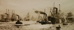 - ''The Clyde at Govan''- by William Lionel Wyllie, etching on laid paper, 1913, offered Feb 2019