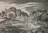 Aaron Bohrod, - ''Summertime''-, lithograph