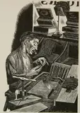 Bernard Brussel-Smith, - ''No Spit''- wood, engraving, 1941